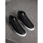 Burberry Burberry Check-quilted Leather High-top Trainers, Size: 38.5, Black