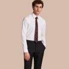 Burberry Burberry Modern Fit Check Cotton Poplin Shirt, Size: 17, White
