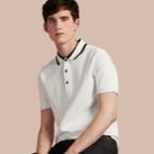 Burberry Burberry Striped Collar Cotton Piqu Polo Shirt, Size: Xs, White