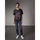 Burberry Burberry Beasts Print Silk Panel Cotton T-shirt, Size: M, Blue