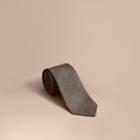 Burberry Burberry Modern Cut Topstitched Check Silk Tie, Grey