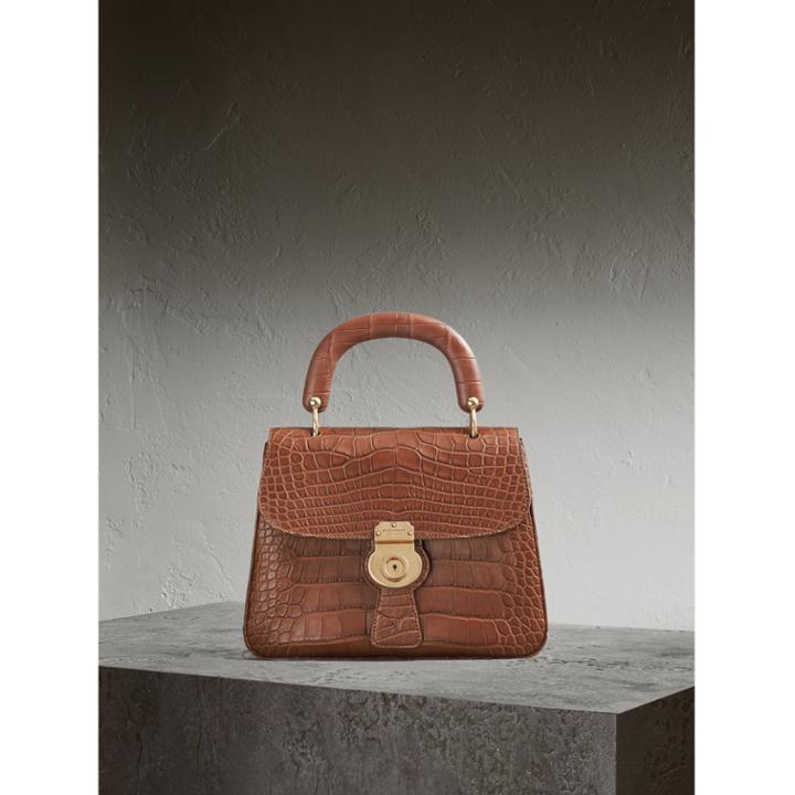 Burberry Burberry The Medium Dk88 Top Handle Bag In Alligator, Brown