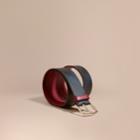 Burberry Burberry Topstitch Detail Leather Trim London Check Belt, Size: 110, Red