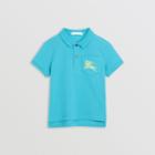 Burberry Burberry Childrens Ekd Logo Cotton Piqu Polo Shirt, Size: 4y, Blue