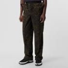 Burberry Burberry Relaxed Fit Leopard Print Cotton Trousers, Size: 40, Green