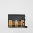 Burberry Burberry Small Vintage Check And Leather Crossbody Bag, Black