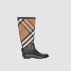 Burberry Burberry Strap Detail House Check And Rubber Rain Boots, Size: 37, Black