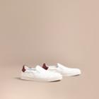 Burberry Burberry Perforated Check Leather Slip-on Trainers, Size: 40.5, White