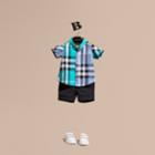 Burberry Burberry Short-sleeved Contrast Check Cotton Shirt, Size: 2y, Green