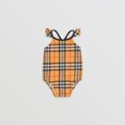 Burberry Burberry Childrens Ruffle Detail Vintage Check Swimsuit, Size: 12m, Antique Yellow