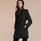 Burberry Leather Detail Cotton Gabardine Trench Coat