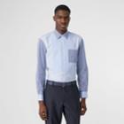 Burberry Burberry Classic Fit Patchwork Striped Cotton Shirt, Size: 41, Blue