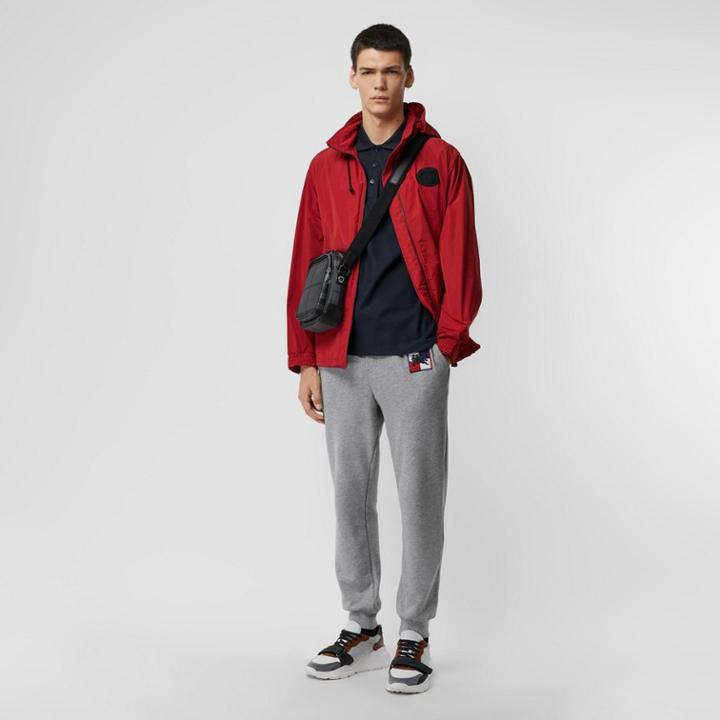 Burberry Burberry Chequer Ekd Cotton Trackpants, Size: Xxl, Grey