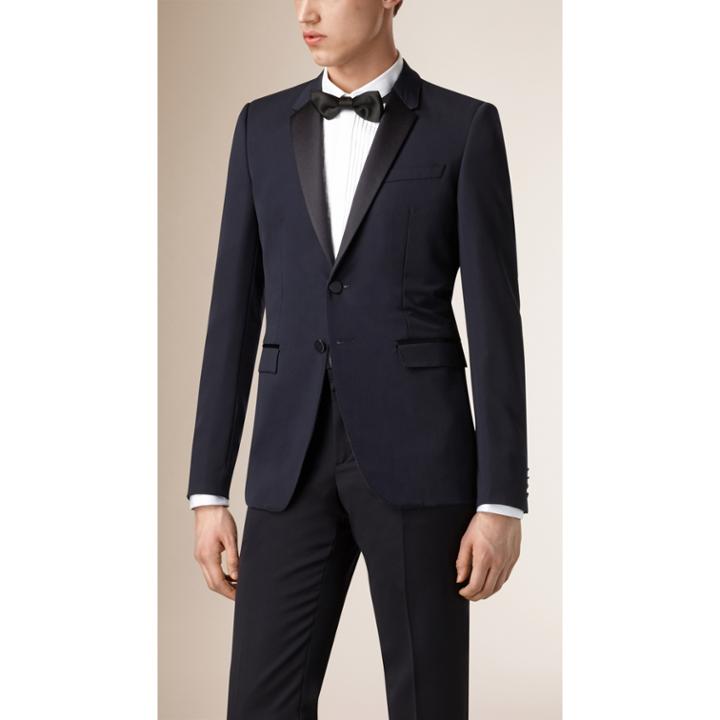 Burberry Burberry Satin Lapel Virgin Wool Tuxedo Jacket, Size: 40, Blue