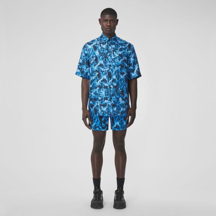 Burberry Burberry Short-sleeve Ripple Print Silk Shirt