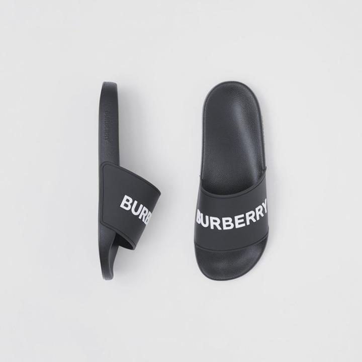 Burberry Burberry Logo Detail Slides, Size: 39