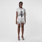 Burberry Burberry Lace Trim Swan Print Embroidered Cotton Dress, Size: 02, Grey