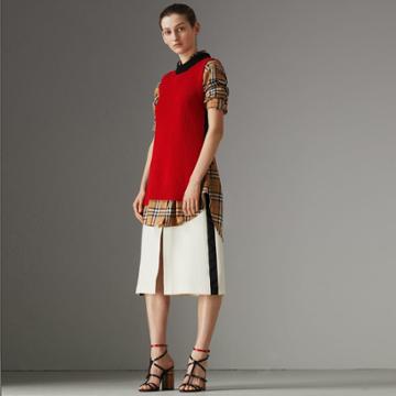 Burberry Burberry Sport Stripe Wool Silk A-line Skirt, Size: 06, White