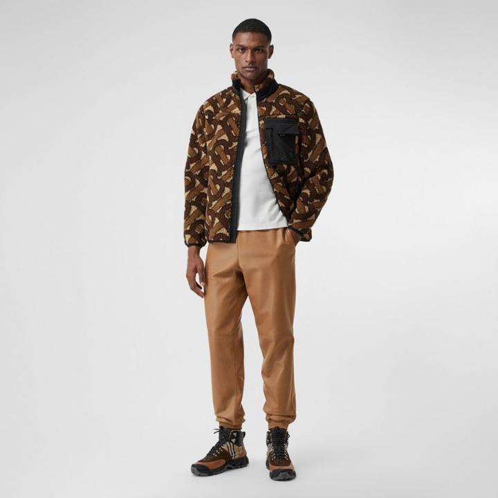 Burberry Burberry Monogram Fleece Jacquard Jacket, Size: 38, Brown