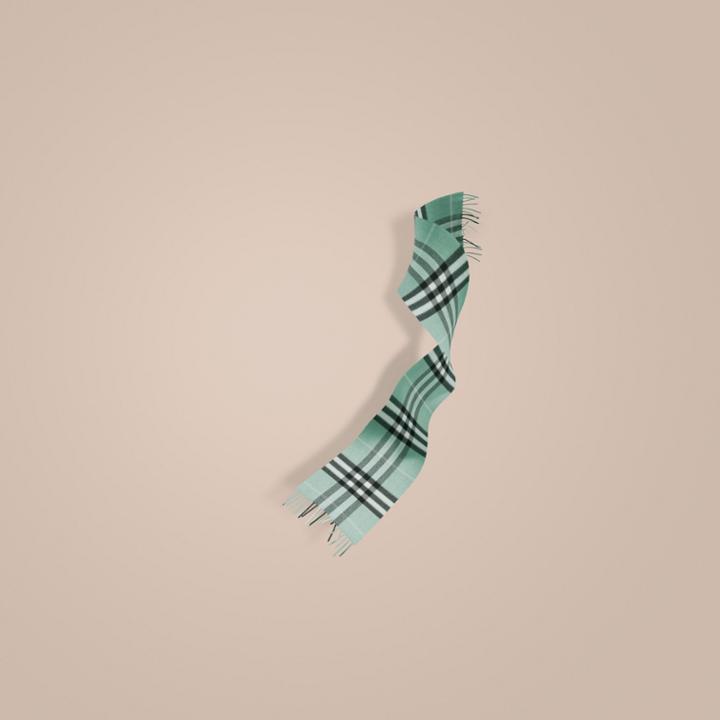 Burberry Burberry The Mini Classic Cashmere Scarf In Check, Size: Os, Green