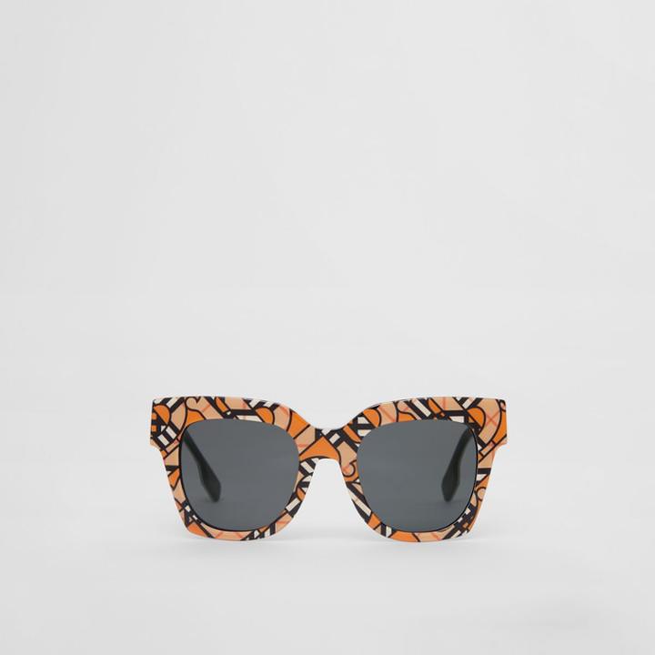 Burberry Burberry Monogram Print Square Frame Sunglasses