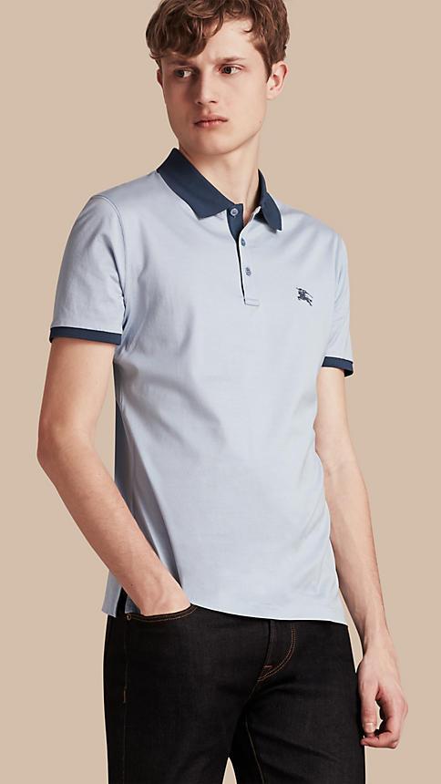 Burberry Fitted Cotton Polo Shirt With Tonal Trim