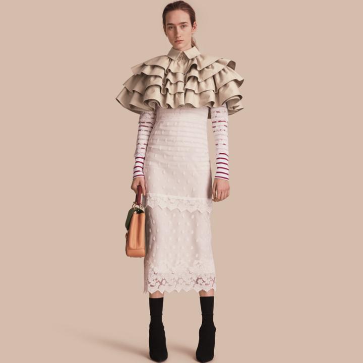 Burberry Burberry Cotton Gabardine Gathered Capelet, Size: Os, Beige