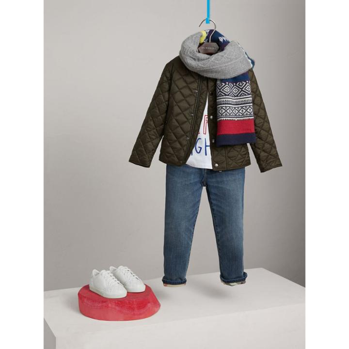 Burberry Burberry Diamond Quilted Jacket, Size: 4y, Green