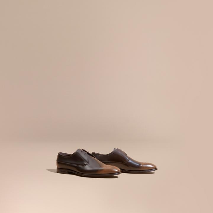 Burberry Burberry Ombr Perforated Detail Leather Derby Shoes, Size: 42, Brown
