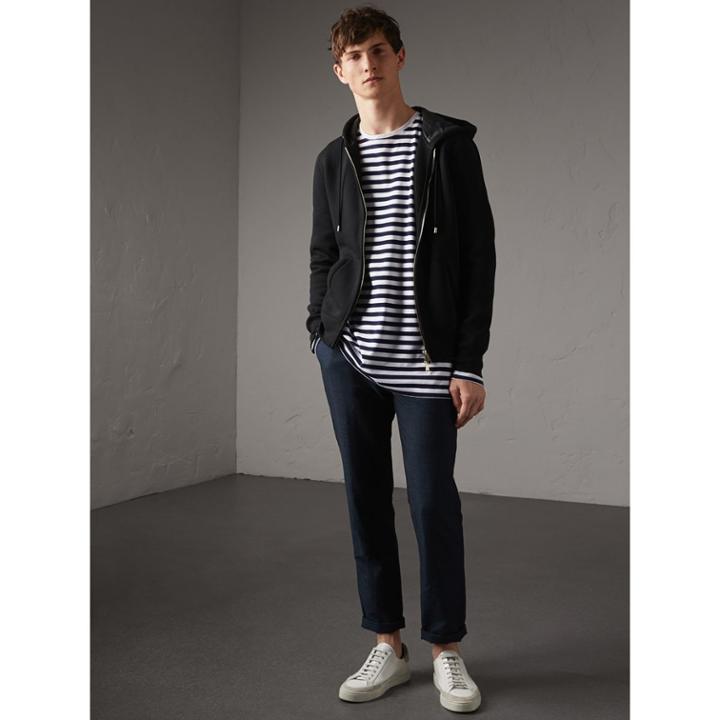Burberry Burberry Hooded Cotton Jersey Top, Size: L, Black
