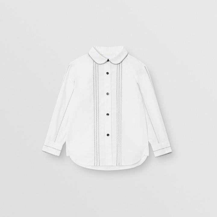 Burberry Burberry Childrens Peter Pan Collar Stretch Cotton Poplin Shirt, Size: 10y, White
