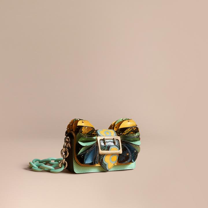 Burberry Burberry The Ruffle Buckle Bag In Snakeskin And Calf Leather, Yellow