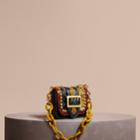 Burberry Burberry The Mini Square Buckle Bag In Calfskin And Riveted Snakeskin, Yellow