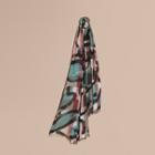 Burberry Painterly Print Check Modal, Silk And Cashmere Scarf