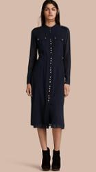 Burberry Prorsum Silk Dress With Polished Buttons