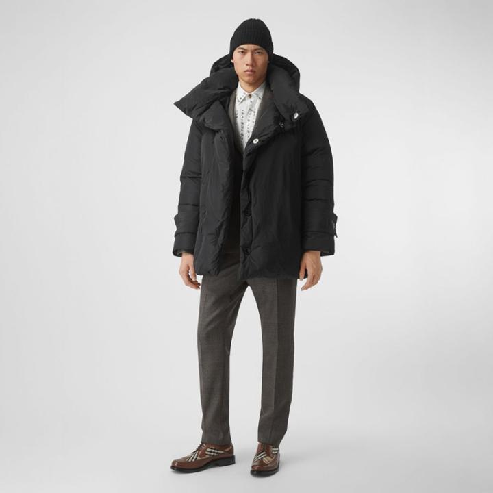 Burberry Burberry Detachable Hood Down-filled Oversized Wrap Coat, Size: Xxl, Black