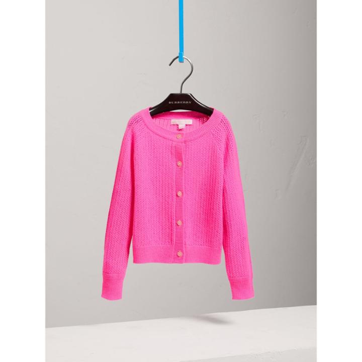 Burberry Burberry Open-stitch Knitted Cashmere Cardigan, Size: 6y, Pink