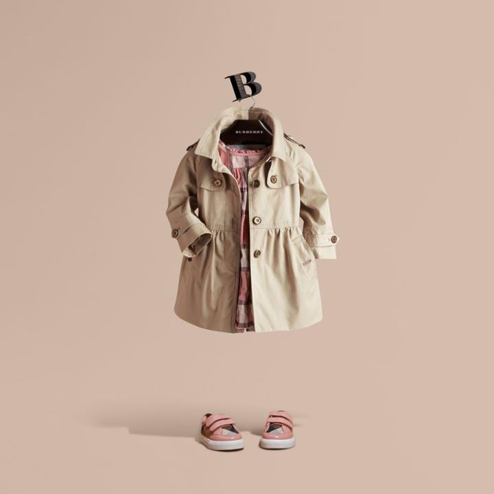 Burberry Burberry Childrens Skirted Cotton Twill Trench Coat, Size: 9m, Beige