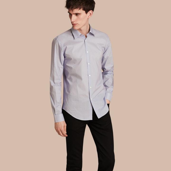 Burberry Burberry Polka-dot Cotton Shirt, Blue