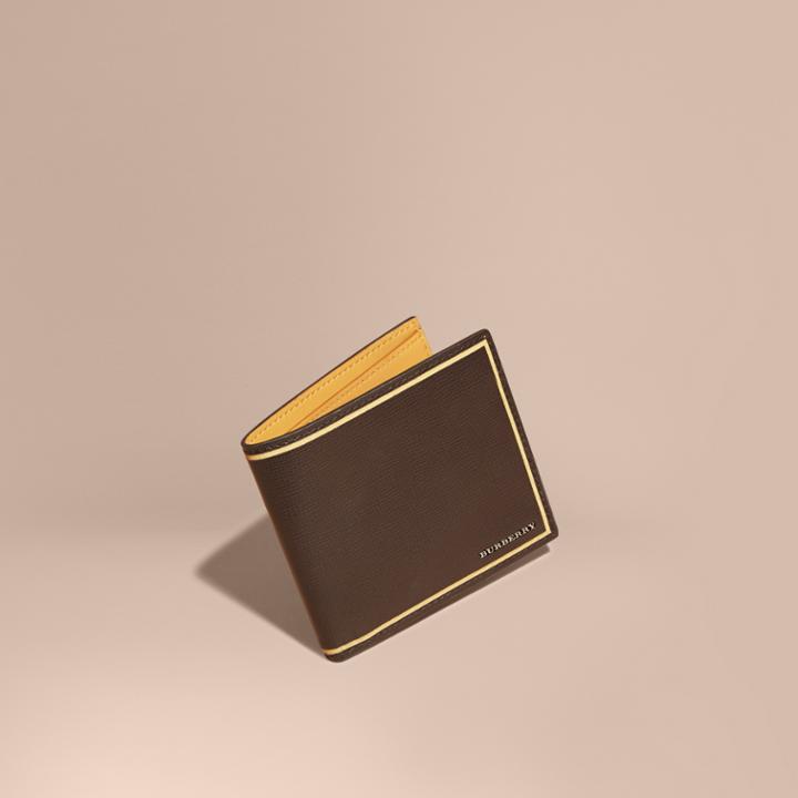 Burberry Burberry Border Detail London Leather Folding Wallet, Brown
