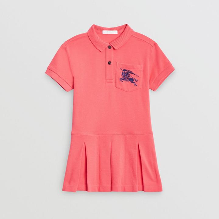 Burberry Burberry Childrens Ekd Logo Cotton Polo Dress, Size: 10y, Pink