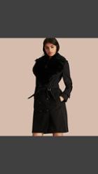 Burberry Cotton Gabardine Trench Coat With Detachable Fur Trim