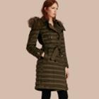 Burberry Burberry Down-filled Puffer Coat With Fur Trim, Green