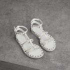 Burberry Burberry Riveted Leather Gladiator Sandals, Size: 41, White