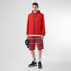 Burberry Burberry Logo Detail Nylon Cotton Twill Hooded Jacket, Size: 38, Red
