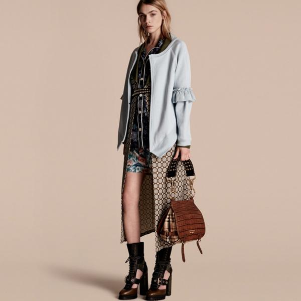 Burberry Cotton Blend Sweatshirt Jacket With Ruffle Sleeves