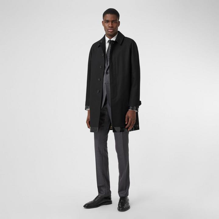 Burberry Burberry Logo Tape Cotton Car Coat, Size: 38, Black