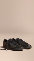 Burberry Burberry Check Detail Leather Trainers, Size: 42, Brown