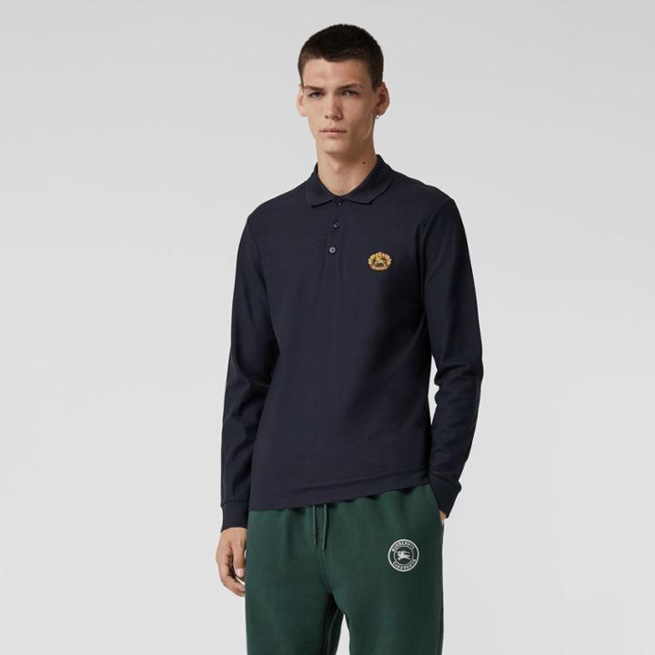 Burberry Burberry Long-sleeve Archive Logo Cotton Piqu Polo Shirt, Blue