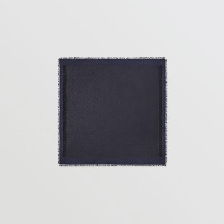 Burberry Burberry Metallic Monogram Silk Blend Large Square Scarf, Blue